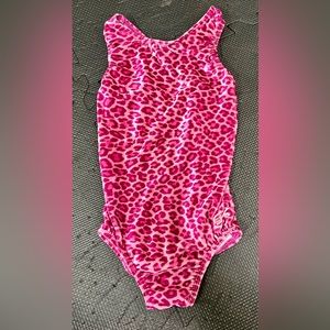 Pink velvet leopard leotard